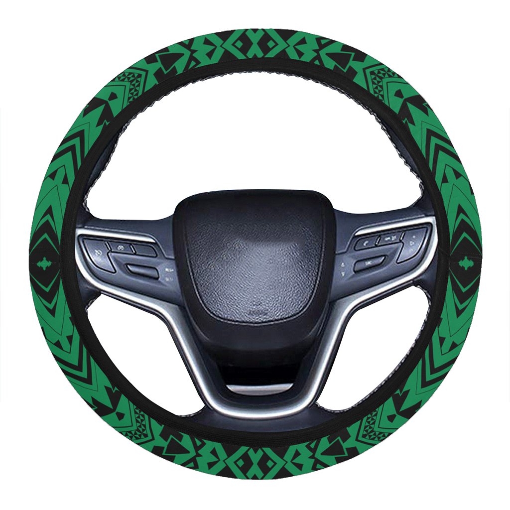 Polynesian Tradition Green Hawaii Steering Wheel Cover with Elastic Edge One Size Green Steering Wheel Cover - Polynesian Pride
