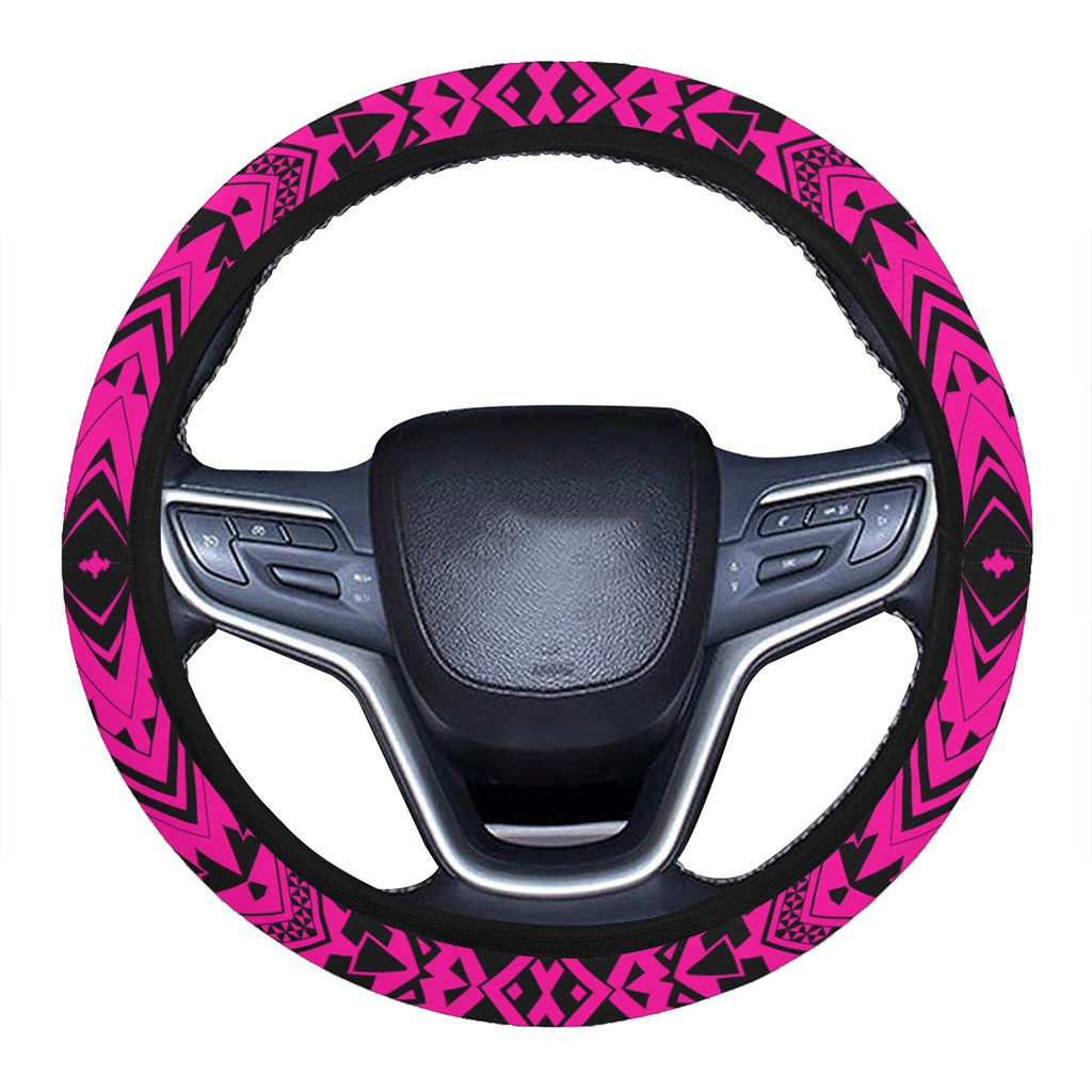 Polynesian Tradition Pink Hawaii Steering Wheel Cover with Elastic Edge One Size Pink Steering Wheel Cover - Polynesian Pride