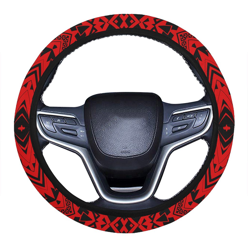 Polynesian Tradition Red Hawaii Steering Wheel Cover with Elastic Edge One Size Red Steering Wheel Cover - Polynesian Pride