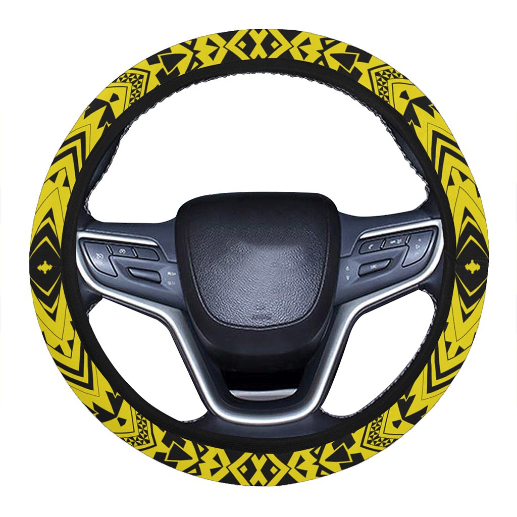 Polynesian Tradition Yellow Hawaii Steering Wheel Cover with Elastic Edge One Size Yellow Steering Wheel Cover - Polynesian Pride