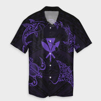 Polynesian Turtle Hammerhead Shark Ray Kanaka Hawaii Hawaiian Shirt Circle Purple - AH Unisex Black - Polynesian Pride