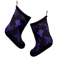 Polynesian Turtle Hammerhead Shark Ray Kanaka Hawaii Christmas Stocking Circle Purple - AH - Polynesian Pride