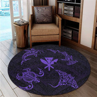 Polynesian Turtle Hammerhead Shark Ray Kanaka Hawaii Round Carpet Circle Purple - AH - Polynesian Pride