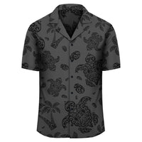 Polynesian Turtle Palm And Sea Pebbles Gray Hawaiian Shirt - Polynesian Pride