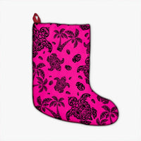 Polynesian Turtle Palm And Sea Pebbles Pink Christmas Stocking - Polynesian Pride