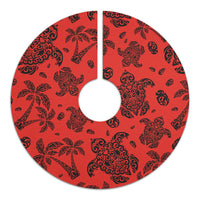 Polynesian Turtle Palm And Sea Pebbles Red Tree Skirt - Polynesian Pride