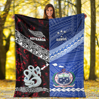 New Zealand And Samoa Premium Blanket Together - Red LT8 - Polynesian Pride
