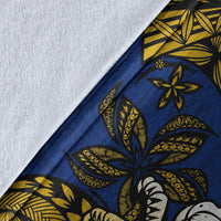 Niue Uga Premium Blanket Tribal Patterns Blue Style LT6 - Polynesian Pride