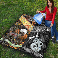 New Zealand Maori Aotearoa And Australia Aboriginal Premium Quilt Together - Black LT8 - Polynesian Pride