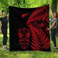 New Zealand Haka Rugby Maori Premium Quilt Silver Fern Vibes - Red LT8 - Polynesian Pride