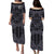 New Zealand Taiaha Maori Puletasi Dress Minimalist Silver Fern All Black LT9 Long Dress Black - Polynesian Pride