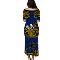 Niue Uga Puletasi Dress Tribal Patterns Blue Style LT6 - Polynesian Pride