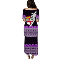 Fiji Puletasi Dress Hibiscus Flowers With Coconut Tapa Pattern Ver.03 LT14 - Polynesian Pride