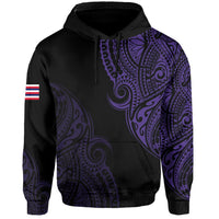Personalized Hawaii Map Polynesian Warrior Ikaika Hoodie William Style Purple - Polynesian Pride