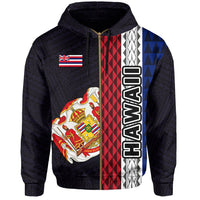 Polynesian Kakau Hawaii Flag Royal Coat of Arms Hawaii Zip Hoodie Purple - Polynesian Pride