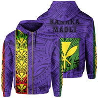 Polynesian Kanaka Flag Kanaka Maoli Hawaii Zip Hoodie Purple Unisex Purple - Polynesian Pride