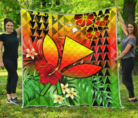 Hawaii Flowers Premium Quilt Color Tribal Pattern Hawaiian LT13 Reggae - Polynesian Pride