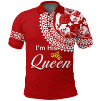 Valentine Day Tonga Couple Love Queen Polo Shirt Tongan Turtle LT12 Red - Polynesian Pride
