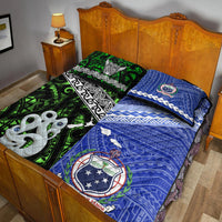 New Zealand And Samoa Quilt Bed Set Together - Green LT8 - Polynesian Pride