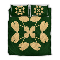 Hawaiian Royal Pattern Quilt Bed Set - Green - D3 Style Green - Polynesian Pride
