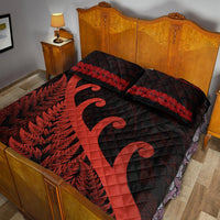 New Zealand Rugby Maori Quilt Bed Set Silver Fern Koru Vibes - Red LT8 - Polynesian Pride