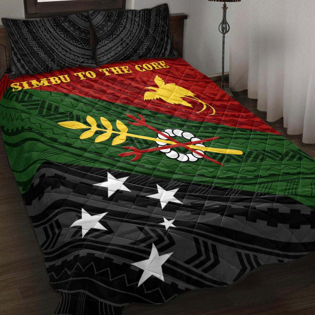 (Simbu To The Core) Papua New Guinea Simbu Quilt Bed Set Flag Vibes LT8 Twin Black - Polynesian Pride