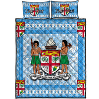 (Custom Personalised) Fiji Quilt Bed Set Blue Style No.1 LT6 - Polynesian Pride