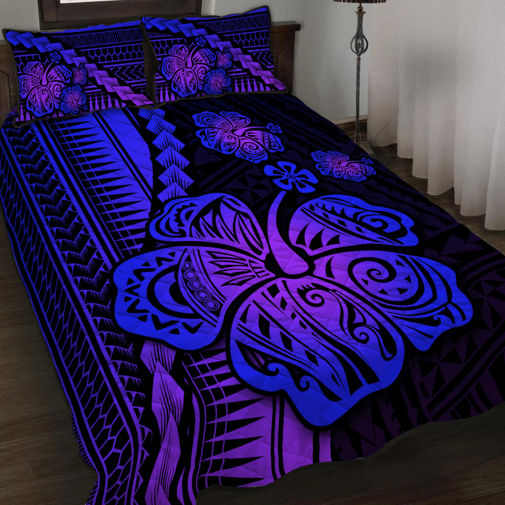 Polynesian Hibiscus Quilt Bed Set Hawaiian Style No.3 LT6 Purple - Polynesian Pride