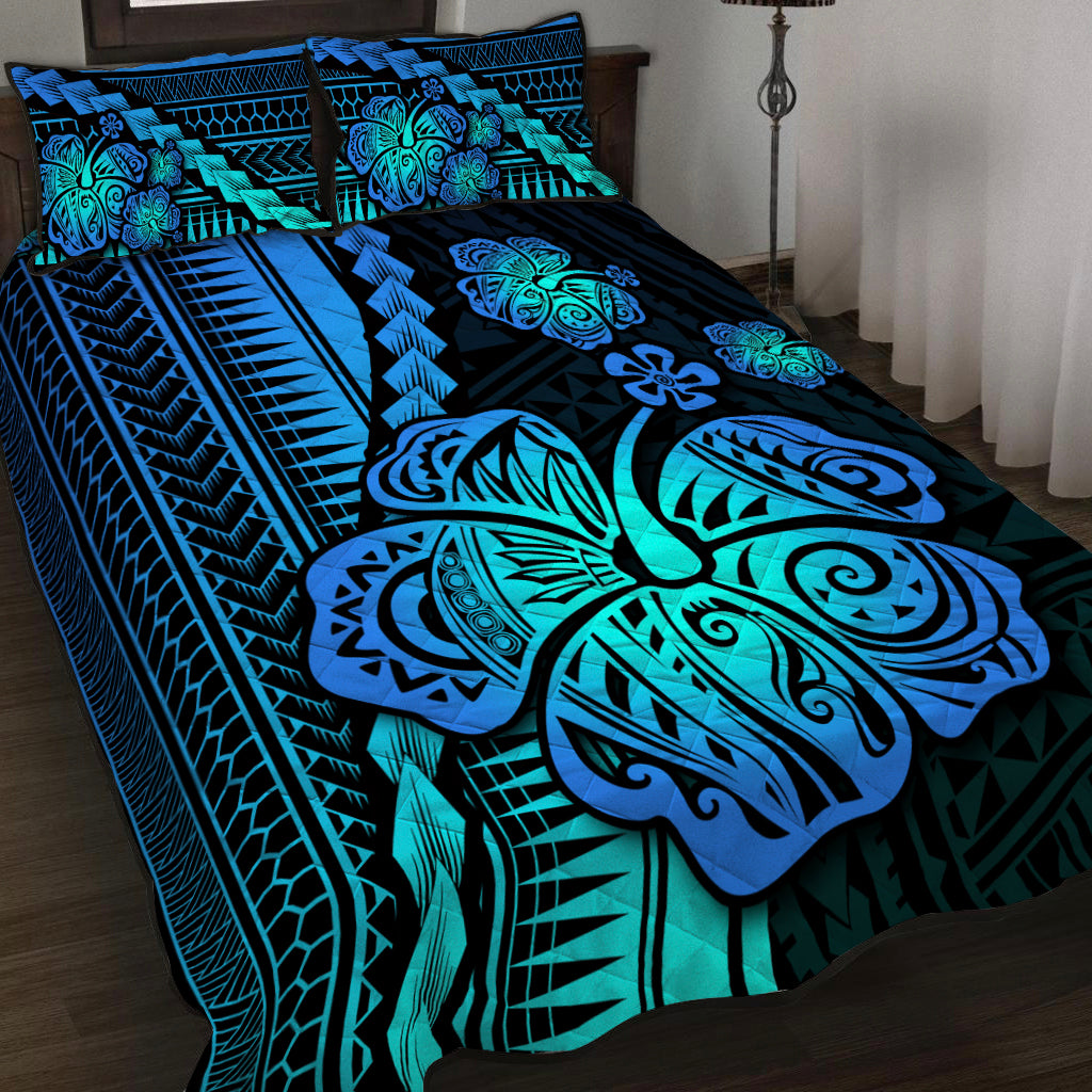 Polynesian Hibiscus Quilt Bed Set Hawaiian Style No.2 LT6 Green - Polynesian Pride