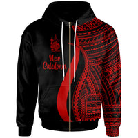 New Caledonia Zip up Hoodie Red Tentacle Tribal Pattern Unisex Red - Polynesian Pride