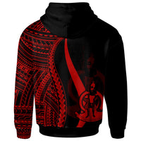 Vanuatu Zip up Hoodie Red Tentacle Tribal Pattern - Polynesian Pride