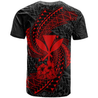 Polynesian Hawaii Custom T Shirt Red Spiral Pattern Hibiscus - Polynesian Pride