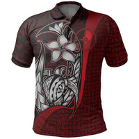 Yap Micronesian Polo Shirt Red Turtle with Hook Unisex RED - Polynesian Pride