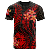 Tahiti Polynesian T Shirt Red Plumeria Unisex RED - Polynesian Pride