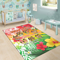 (Custom Personalised) Aloha Poly Fest Area Rug Polynesian Pattern With Tropical Flowers LT14 - Polynesian Pride