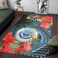 Federated States of Micronesia Area Rug Hibiscus Flowers FSM Seal Polynesian LT14 - Polynesian Pride