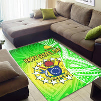 Happy Mangaia Gospel Day Area Rug Cook Islands Coat Of Arms Polynesian Pattern LT14 - Polynesian Pride