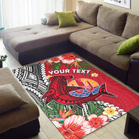 (Custom Personalised) Tahiti Islands Area Rug Polynesian Shark Mix Tropical Flowers LT14 - Polynesian Pride