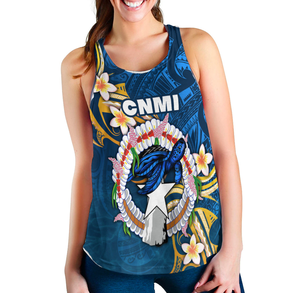 Northern Mariana Islands Women Racerback Tank Independence Day LT16 Blue - Polynesian Pride