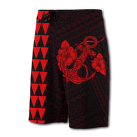 Hawaii Kakau Polynesian Anchor Board Shorts - Red - Polynesian Pride