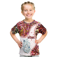 Custom New Zealand Maori T Shirt Aotearoa Manaia Red Paua Shell LT9 Kid Red - Polynesian Pride