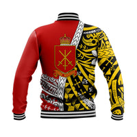 Tonga Terra Marique Baseball Jacket Red Polynesian Minimalist Style LT9 - Polynesian Pride