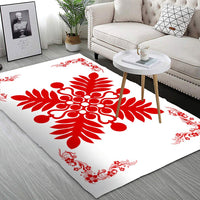 Hawaiian Quilt Maui Plant And Hibiscus Pattern Area Rug - Red White - AH - Polynesian Pride