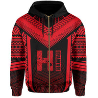 Hawaiian Kanaka Polynesian Zip up Hoodie Active Red - Polynesian Pride