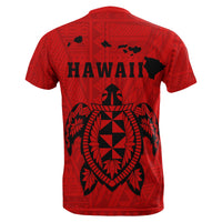 Turtle Polynesian Map T Shirt Red - Polynesian Pride