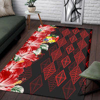 Tonga Rug Diamond Style Mix Hibiscus - Black LT7 - Polynesian Pride