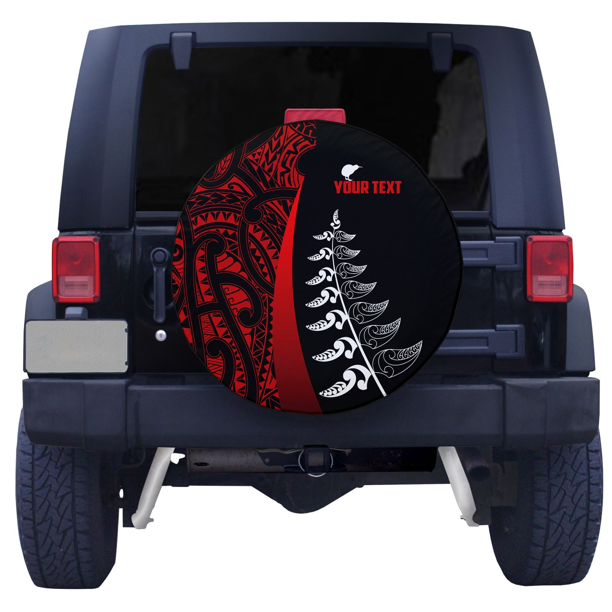 (Custom Personalised) New Zealand Silver Fern Rugby Spare Tire Cover Maori Pattern LT13 Black - Polynesian Pride