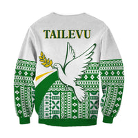 Tailevu Rugby Sweatshirt Fiji Rugby Tapa Pattern White LT13 - Polynesian Pride
