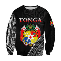 Tonga Sweatshirt Tongan Pattern Blithesome Version Black LT13 - Polynesian Pride