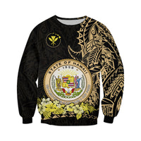 (Custom Personalised) Hawaiian Polynesian Sweatshirt Gold Seal of Hawaii LT13 - Polynesian Pride